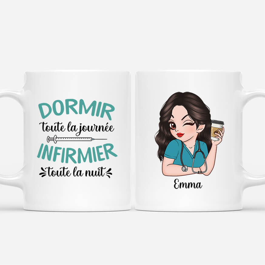 Infirmière Toute La Nuit - Cadeau Personnalisé | Mug Pour Infirmière