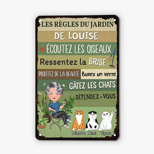 2643EFR2 les regles du jardin de stephanie avec chats  des chiens fous vivent ici  plaque personnalisee pour amoureux des chats_9f2ddccf b839 4f94 8ad8 a70238f0de91