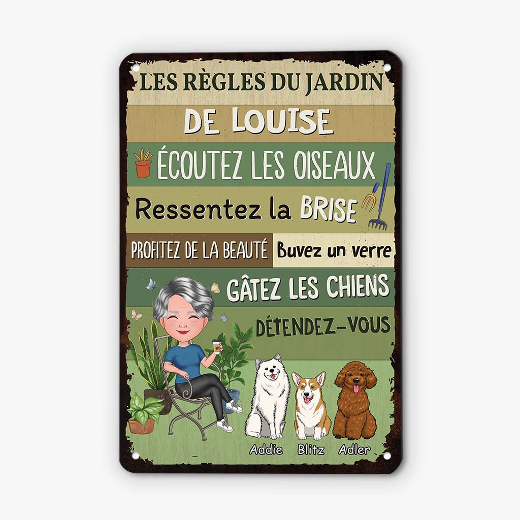 2643EFR2 les regles du jardin de stephanie avec chiens  des chiens fous vivent ici  plaque personnalisee pour amoureux des chiens_533abf0b 544a 43a5 a1d1 a1af0dd01691