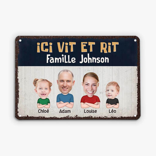 2647EFR2 ici vit et rit famille bernard  plaque personnalisee pour maison et parents
