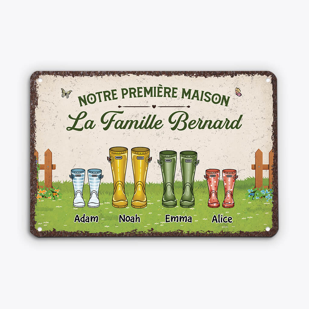 Notre Première Maison - Cadeau Personnalisé | Plaque En Métal Pour Famille