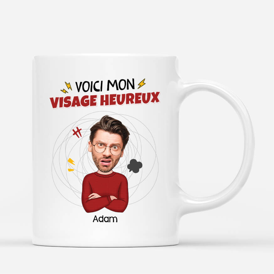 Voici Mon Visage Heureux Version Homme - Cadeau Personnalisé | Mug Pour Homme