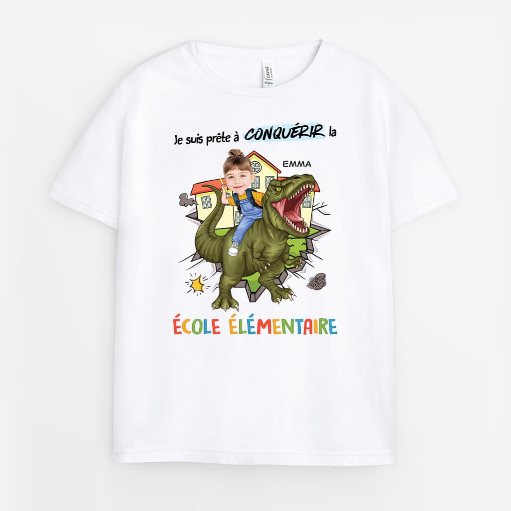 Je Suis Prêt À Conquérir La Maternelle Version Enfant Dinosaure - Cadeau Personnalisé | T-shirt Pour Enfant