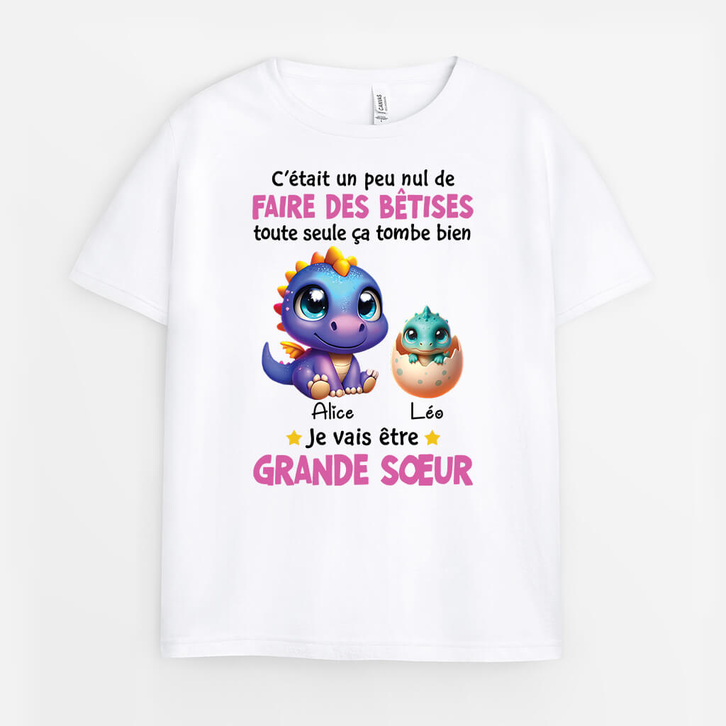 Je Vais Être Grand Frère Version Dinosaure - Cadeau Personnalisé | T-shirt Pour Enfant