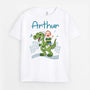 2671AFR1 garcon dinosaure sur la route avec visage t shirt enfant personnalise pour garcon