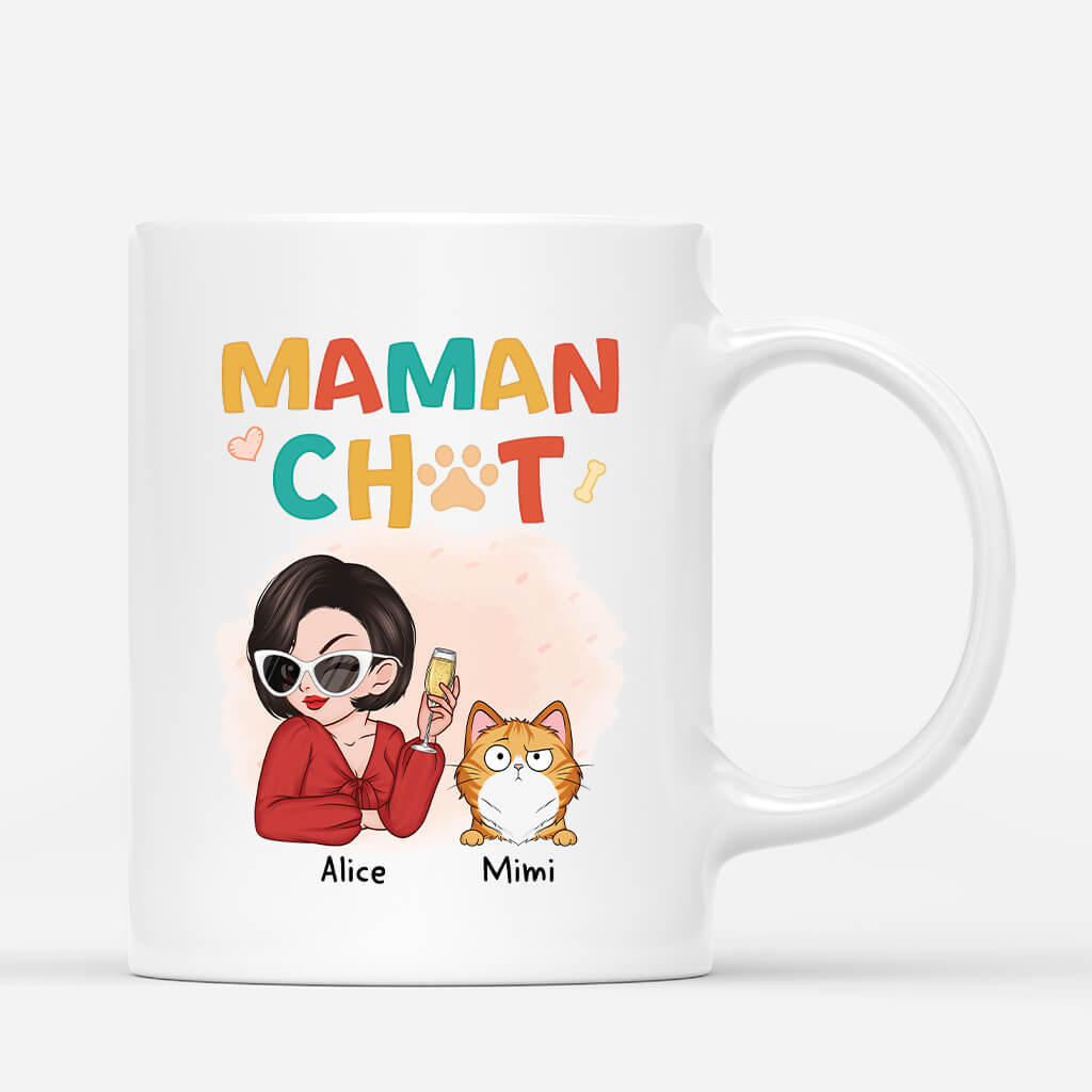 Maman Chat Stylée - Cadeau Personnalisé | Mug Pour Amoureux Des Chats