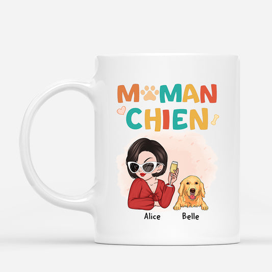 2696MFR1 maman chien stylee mug personnalise pour femme avec chien