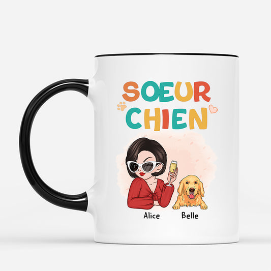2696MFR2 maman chien stylee mug personnalise pour femme avec chien
