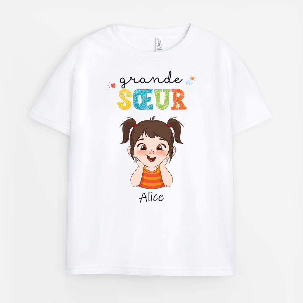 Grande Sœur - Cadeau Personnalisé | T-shirt Enfant Pour Fille