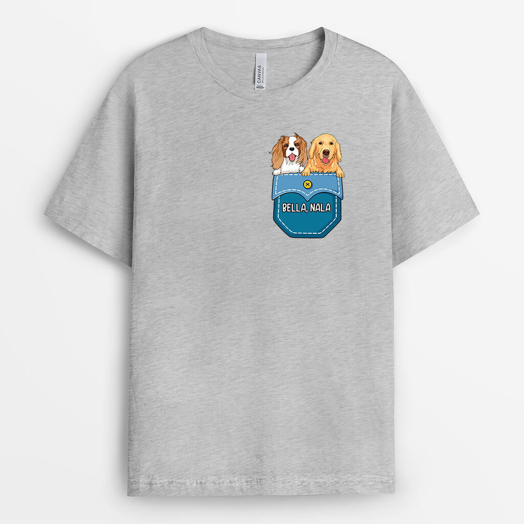 Chiens Dans La Poche - Cadeau Personnalisé | T-shirt Pour Amoureux Des Chiens