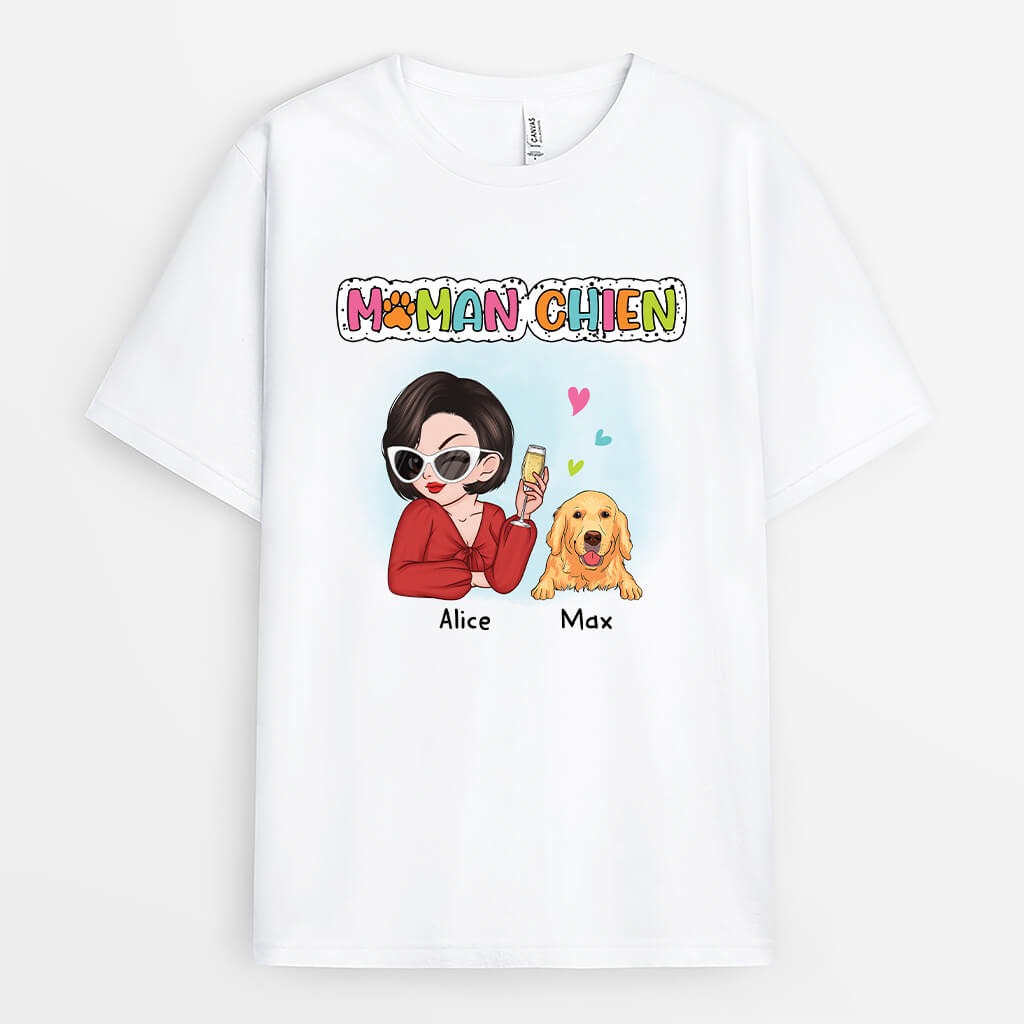 Maman/ Sœur De Chien Colorée - Cadeau Personnalisé | T-shirt Pour Amoureux Des Animaux