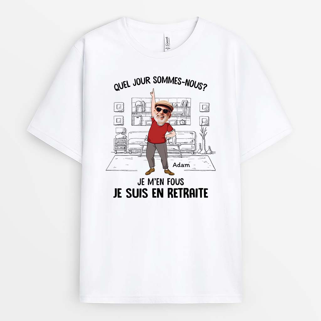 Quel Jour Sommes-Nous Aujourd'hui Avec Visage Version Homme - Cadeau Personnalisé | T-shirt Pour Retraite