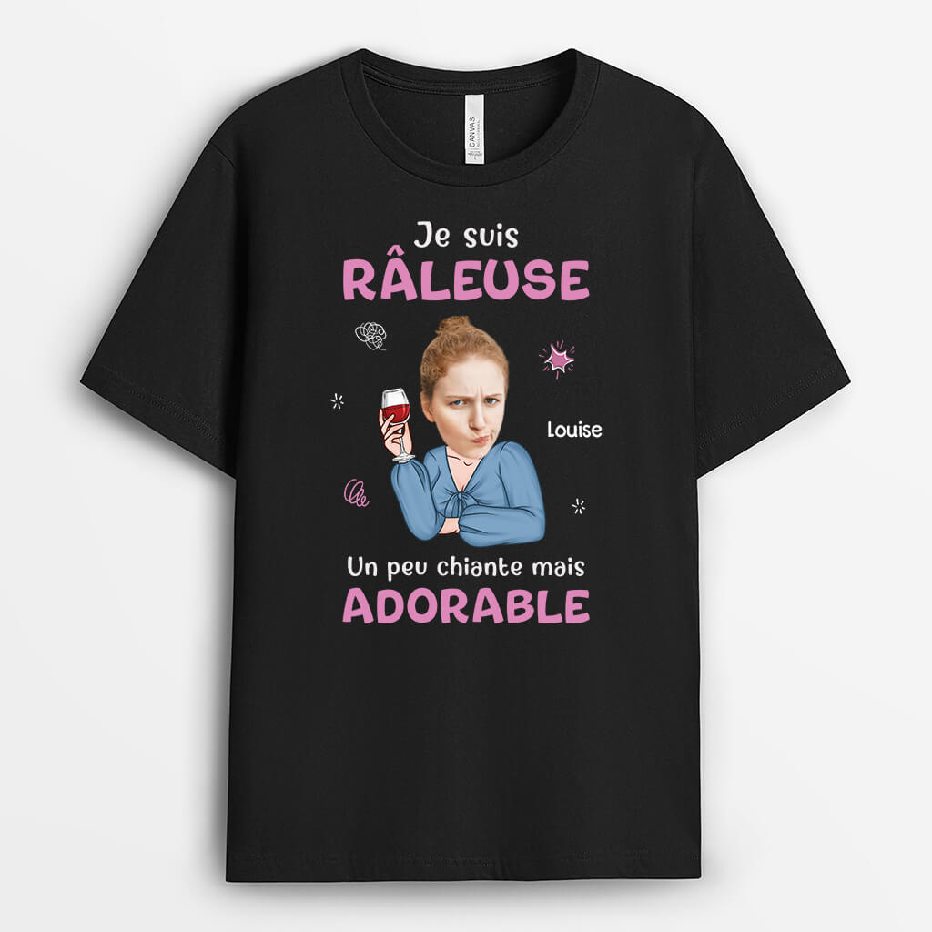 Je Suis Râleuse Mais Adorable Avec Visage - Cadeau Personnalisé | T-shirt Pour Femme
