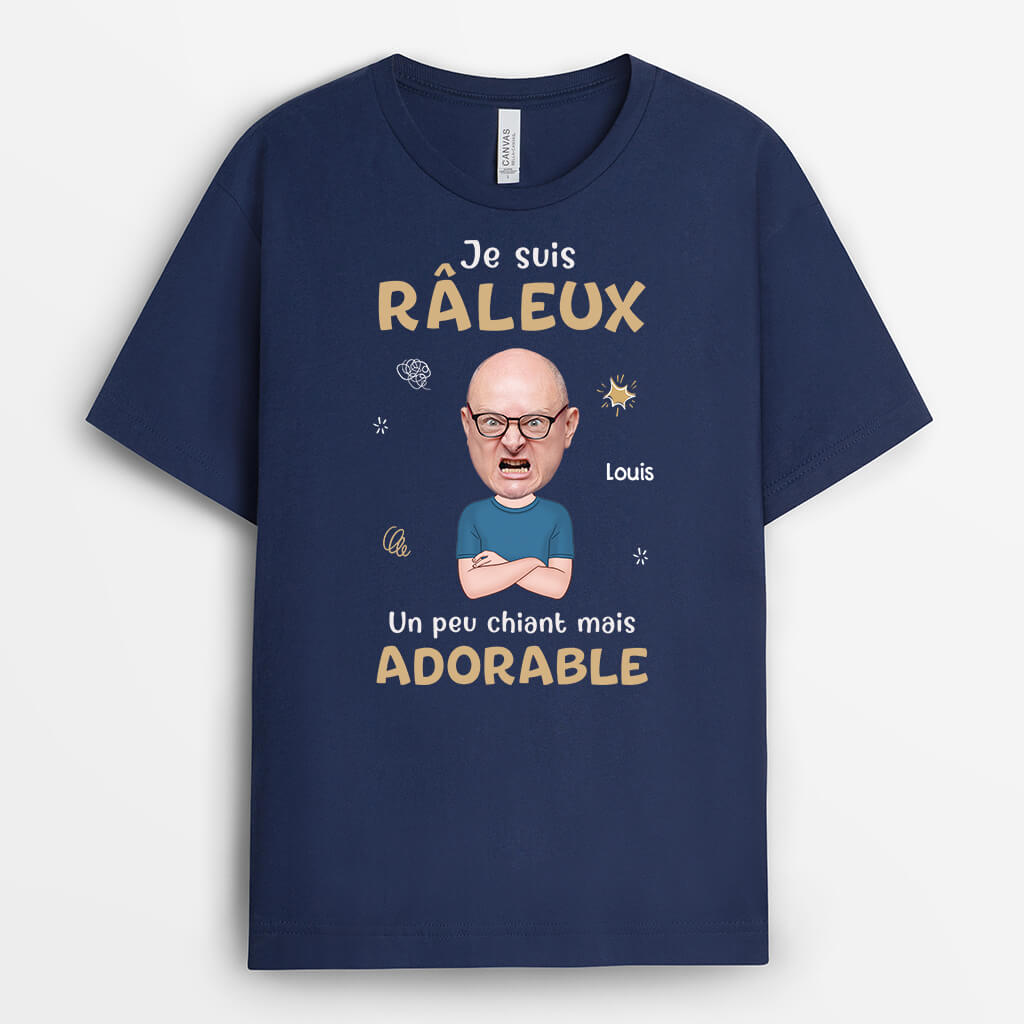 Je Suis Râleux Mais Adorable Avec Visage - Cadeau Personnalisé | T-shirt Pour Homme