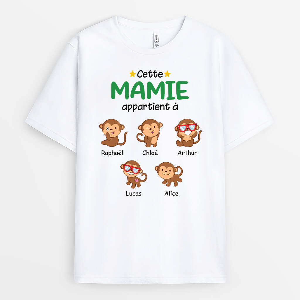 Cette Maman Appartient À Version Singes - Cadeau Personnalisé | T-shirt Pour Maman