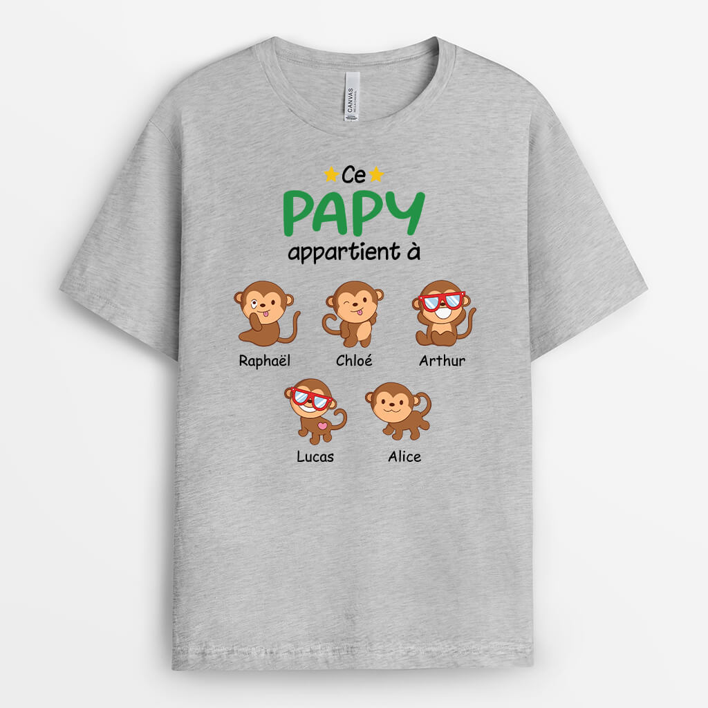 Ce Papa Appartient À Version Singes - Cadeau Personnalisé | T-shirt Pour Papa