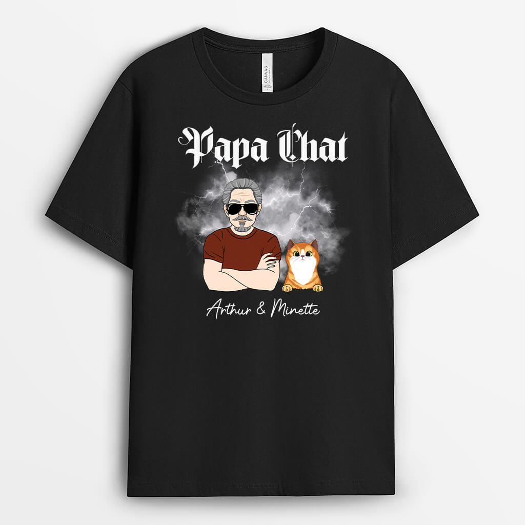 Papa Chat Tonnerre - Cadeau Personnalisé | T-shirt Pour Amoureux Des Animaux