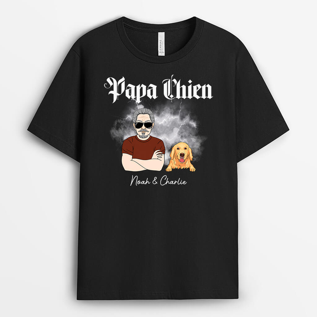 Papa Chien Tonnerre - Cadeau Personnalisé | T-shirt Pour Amoureux Des Animaux