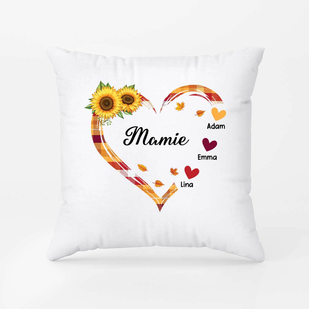 Maman/Mamie Coeur Version Tournesol - Cadeau Personnalisé | Coussin Pour Femme