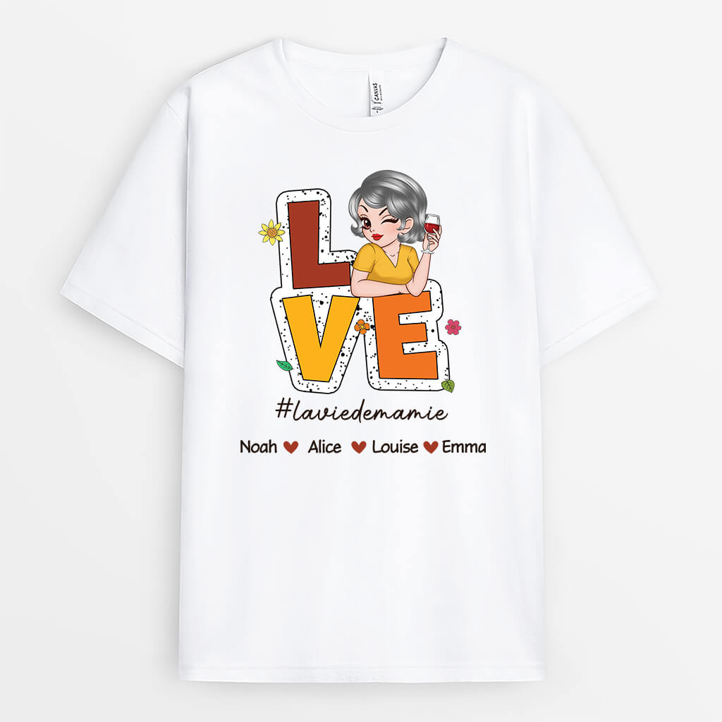 L'Amour De Mamie Version Automne - Cadeau Personnalisé | T-shirt Pour Mamie