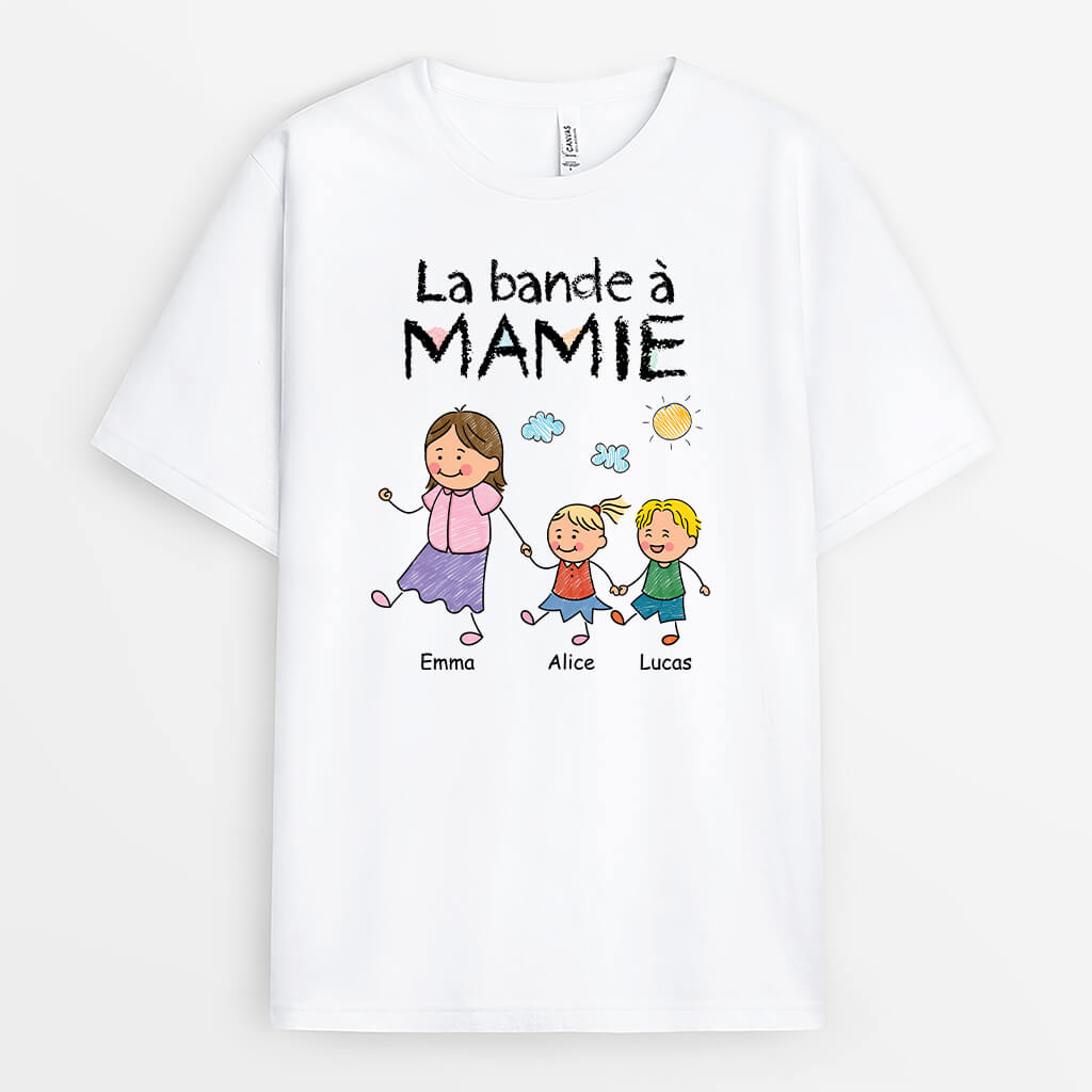 La Bande À Mamie Version Dessin Au Crayon De Couleur - Cadeau Personnalisé | T-shirt Pour Mamie