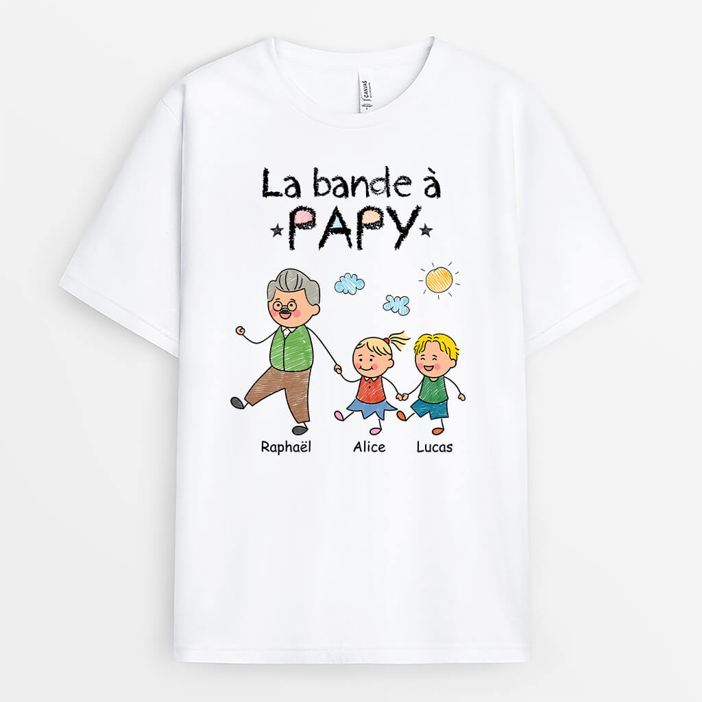 La Bande À Papy Version Dessin Au Crayon De Couleur - Cadeau Personnalisé | T-shirt Pour Papy