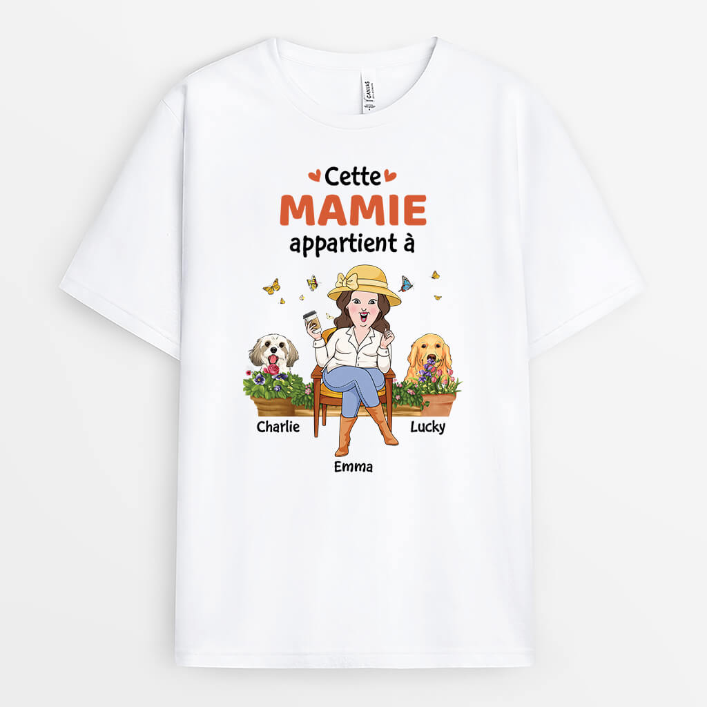 Cette Maman Chien Appartient À Version Jardin - Cadeau Personnalisé | T-shirt Pour Amoureux Des Animaux