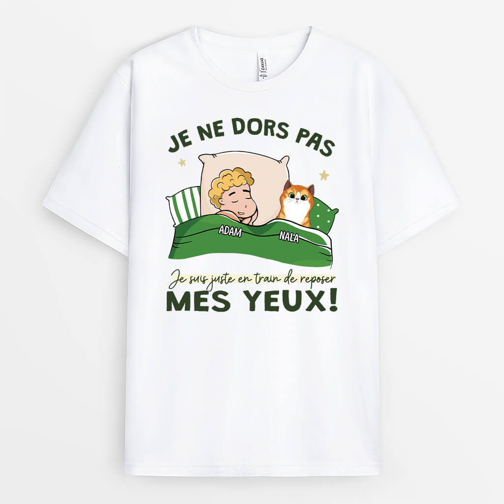 Je Ne Dors Pas Version Chat - Cadeau Personnalisé | T-shirt Pour Amoureux Des Animaux