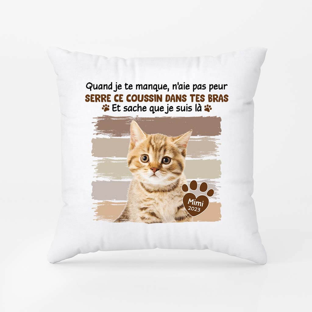 Quand Je Te Manque Version Chat - Cadeau Personnalisé | Coussin Pour Amoureux Des Animaux