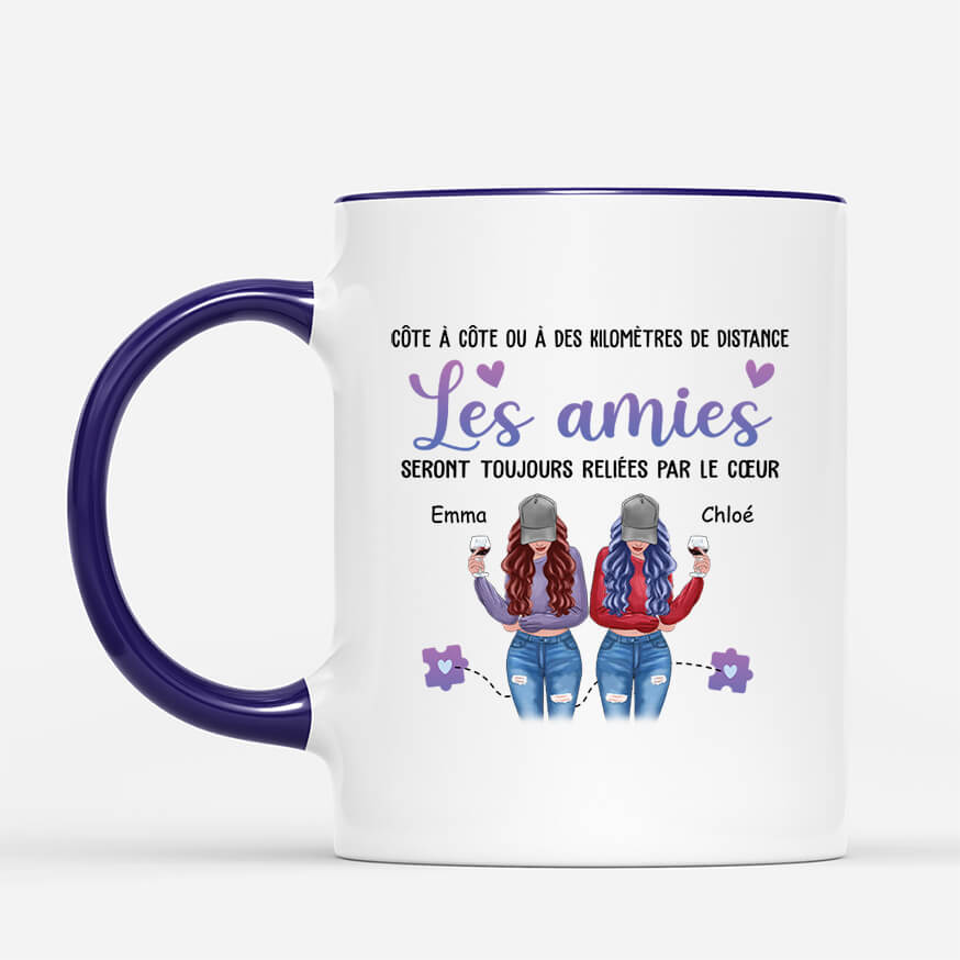 2822MFR2 les soeurs seront toujours reliees par le coeur mug personnalise meilleure amie