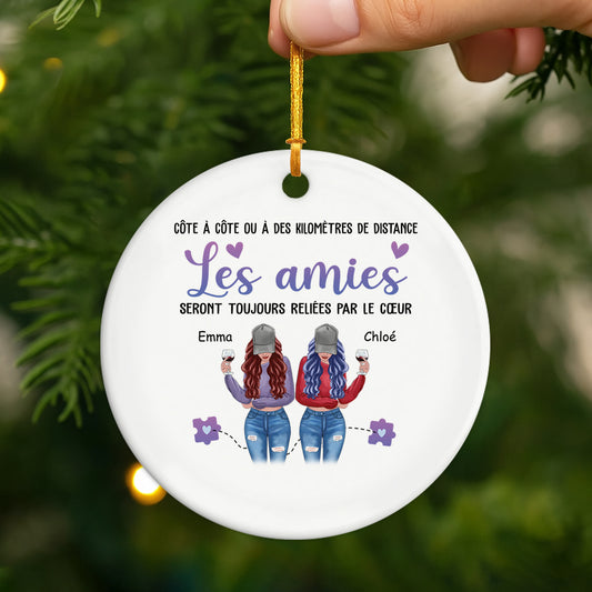 2822OFR2 ornement noel ceramique personnalise les soeurs seront toujours reliees par le coeur 2822o8z5e