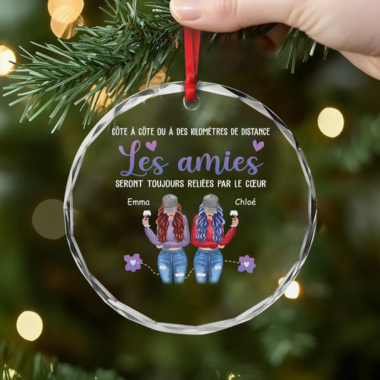 2822OFR2 ornement noel en verre personnalise les soeurs seront toujours reliees par le coeur 2822o8z5e