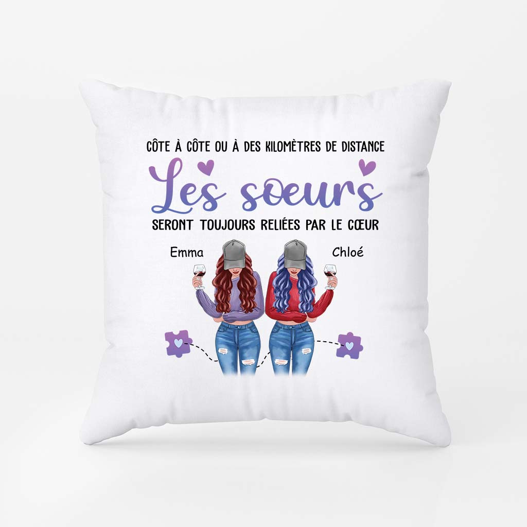 Les Sœurs Seront Toujours Reliées Par Le Cœur - Cadeau Personnalisé | Coussin Pour Meilleure Amie