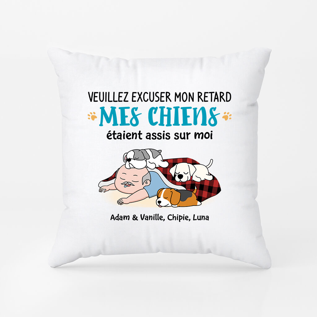 2827PFR2 mes chiens etaient assis sur moi coussin motif chien personnalise