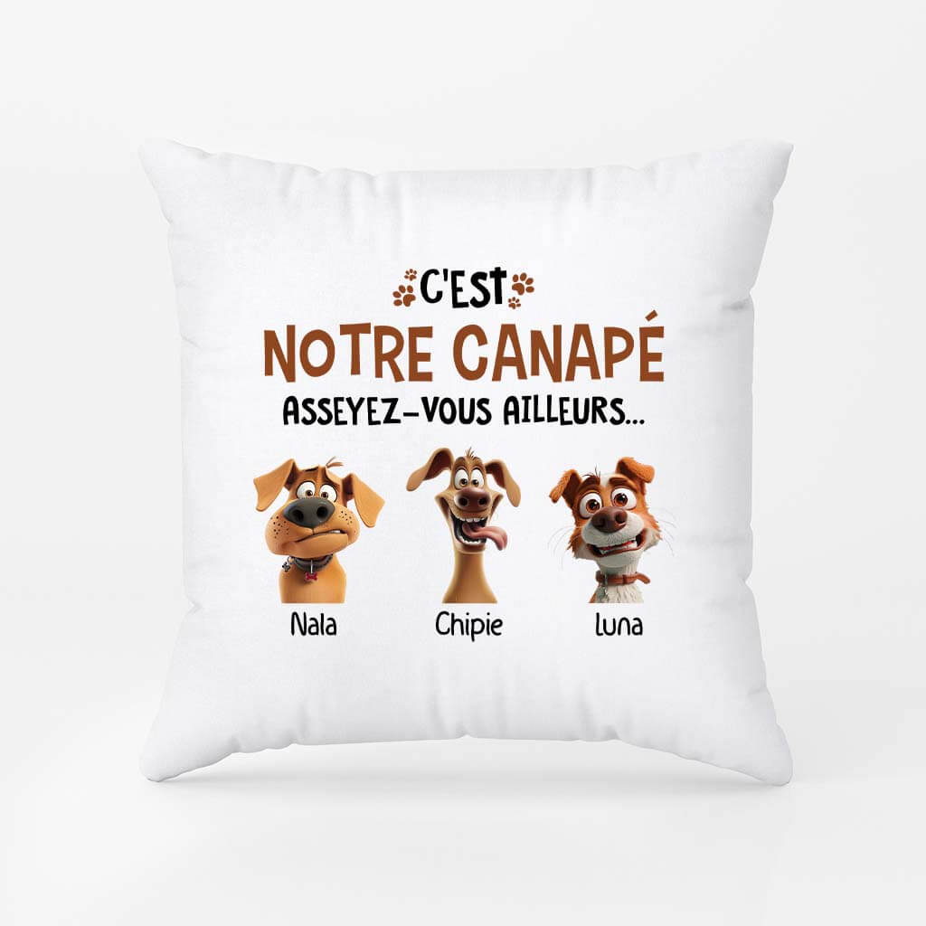 C'est Notre Canapé. Asseyez-Vous Ailleurs Version Chiens Rigolos - Cadeau Personnalisé | Coussin Pour Amoureux Des Animaux