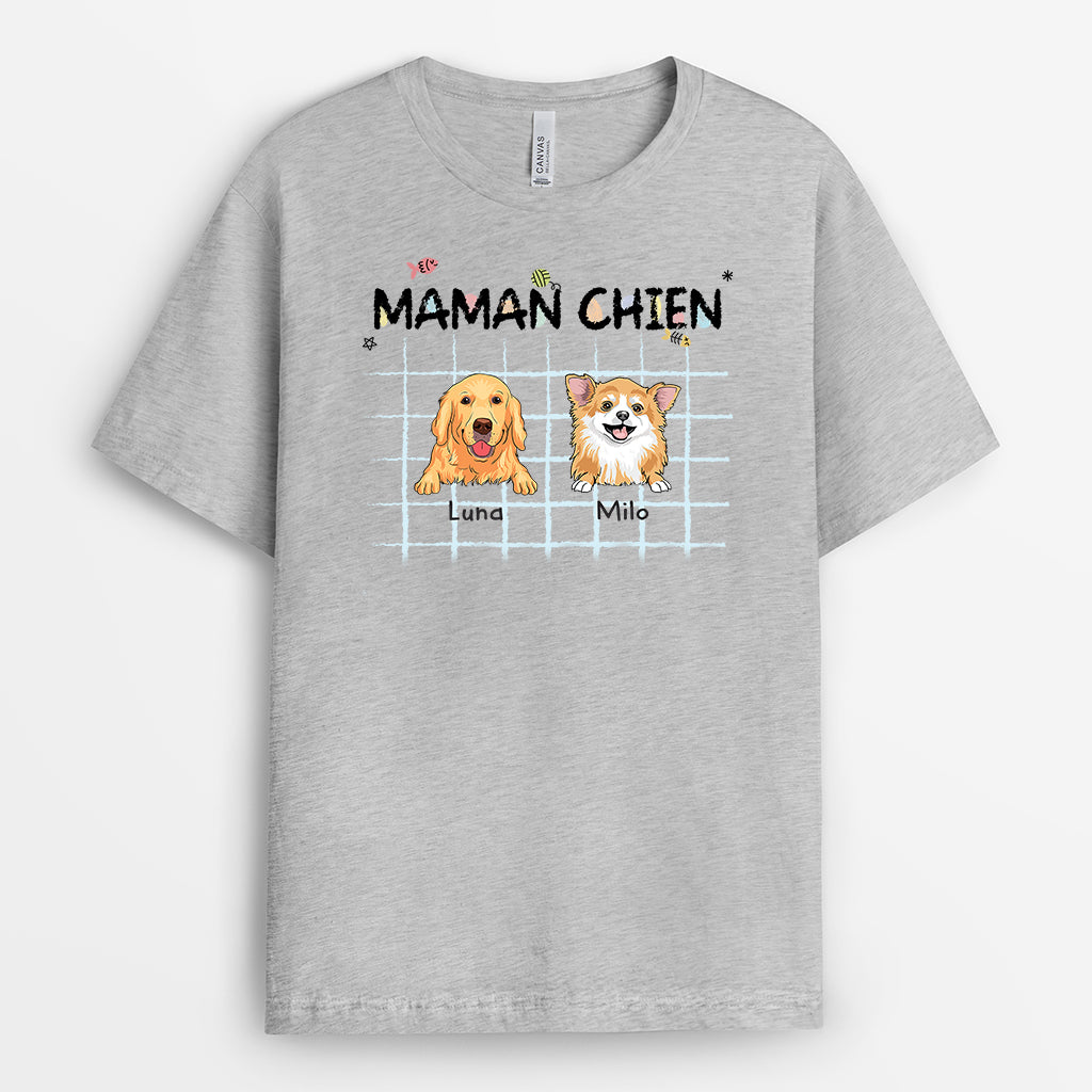 2848AFR2 papa chat adorable t shirt personnalise chien
