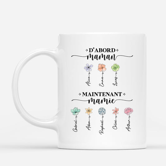 2851MFR1 mug personnalise femme dabord maman maintenant mamie ballons de fleurs pastel 2851m5i5a