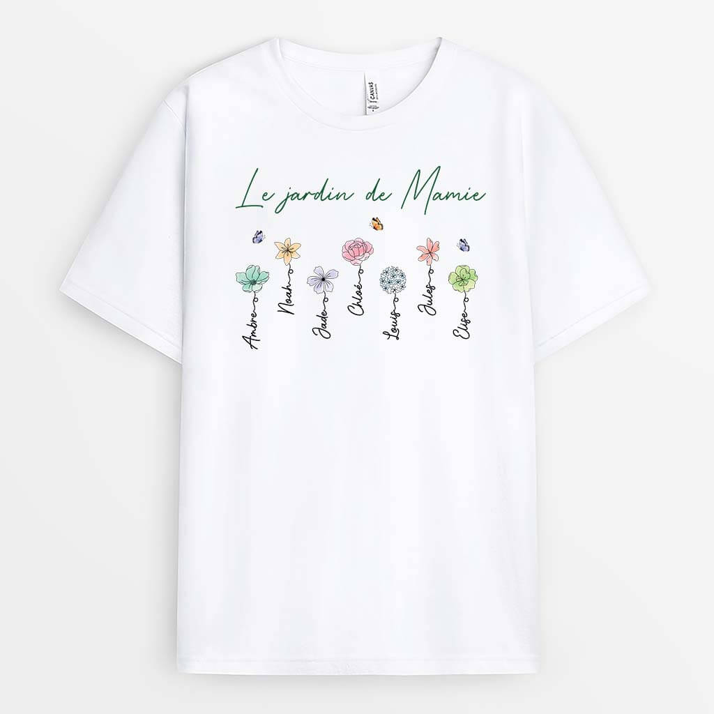 Le Jardin De Mamie Version Dessin - Cadeau Personnalisé | T-shirt Pour Mamie