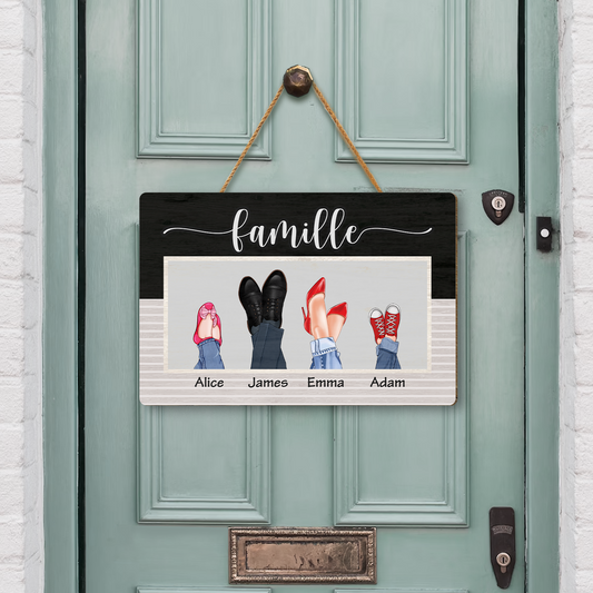 2894QFR2 plaque en bois personnalisee nos chaussures famille 2894qtv7b