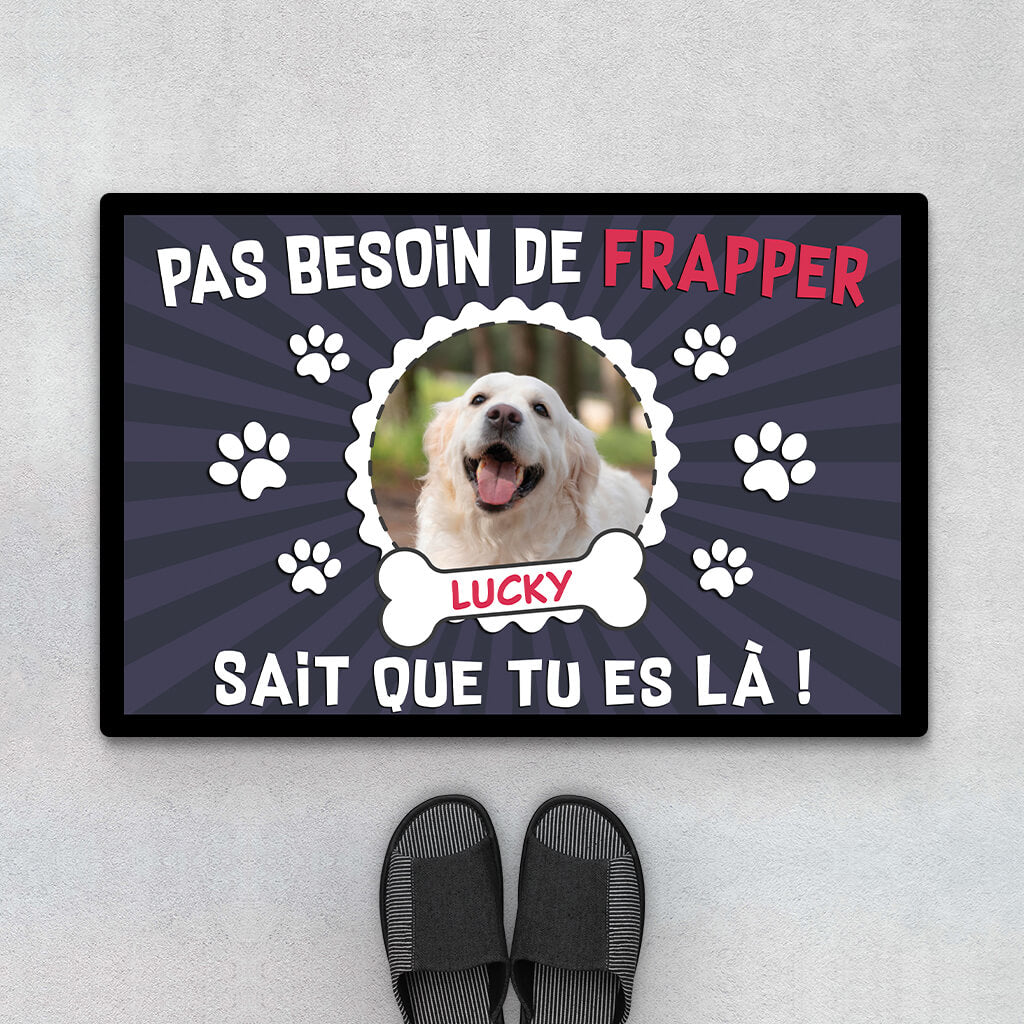 Pas Besoin De Frapper Avec Photo De Chien - Cadeau Personnalisé | Paillasson Pour Amoureux Des Animaux