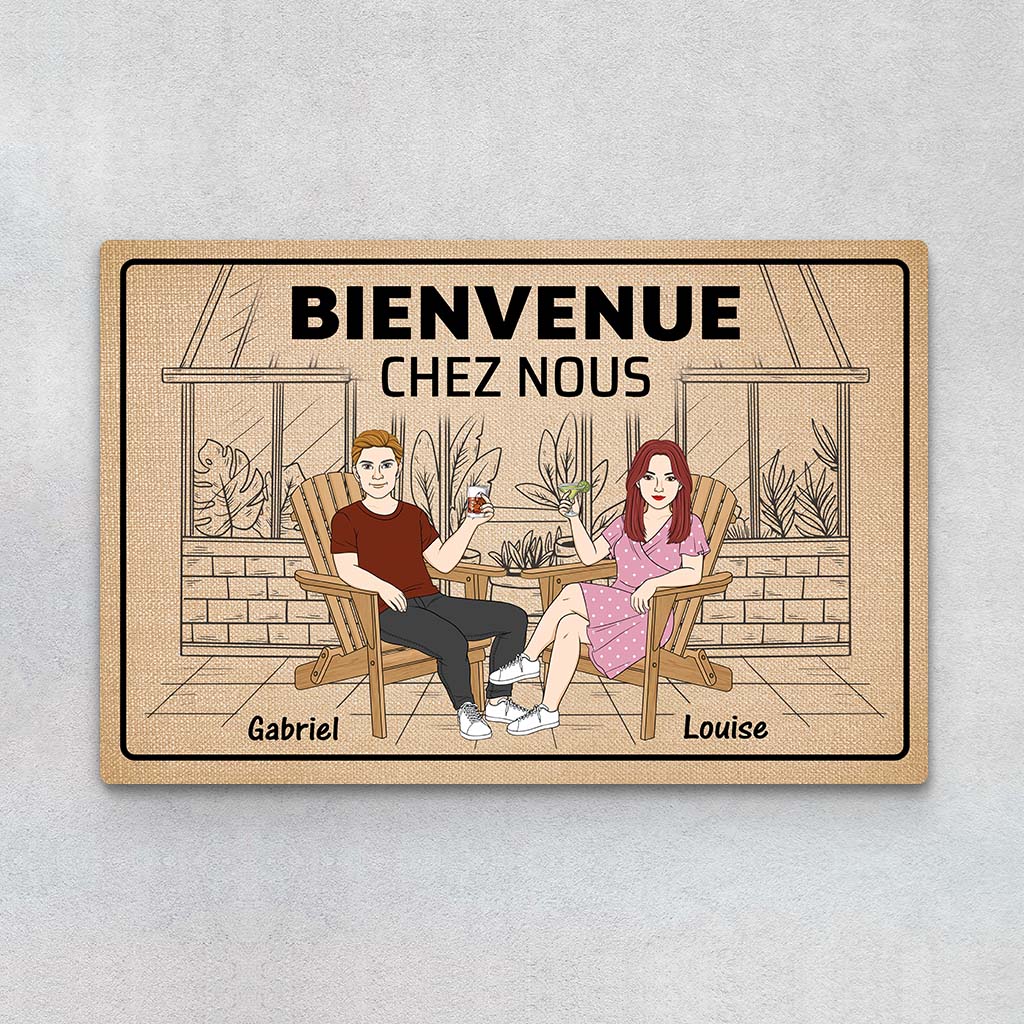 Bienvenue Chez Nous - Cadeau Personnalisé | Paillasson Pour Couple