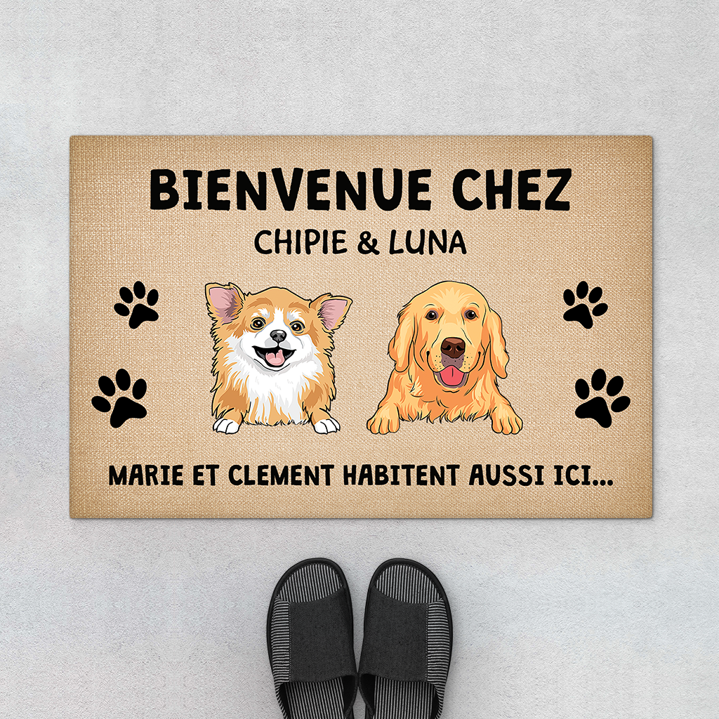 Les Chiens Habitent Aussi Ici - Cadeau Personnalisé | Paillasson Pour Amoureux Des Animaux