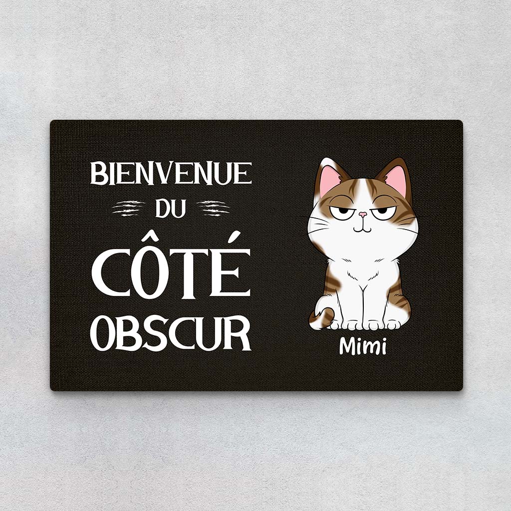 Bienvenue Du Côté Obscur Version Chat - Cadeau Personnalisé | Paillasson Pour Amoureux Des Animaux