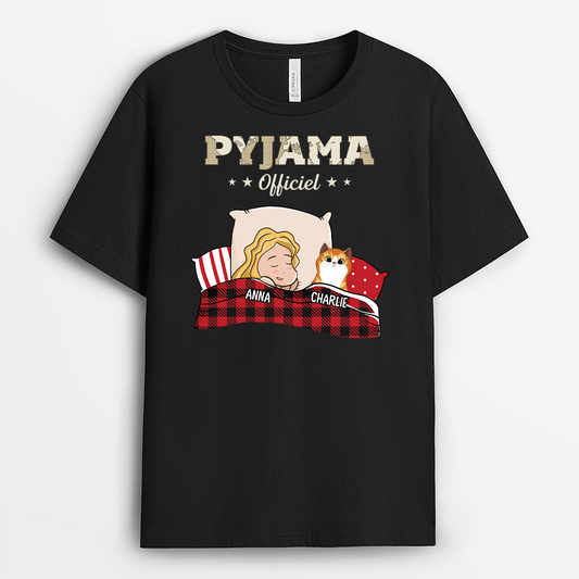 2917AFR1 pyjama officiel avec chat version sombre tee shirt chat personnalise_7e552796 187a 42c9 b960 2e8dad3a6cab