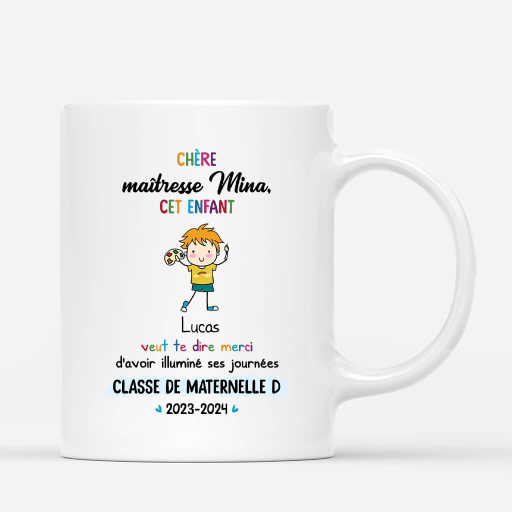 Chère Maîtresse Mina - Cadeau Personnalisé | Mug Pour Maitresse