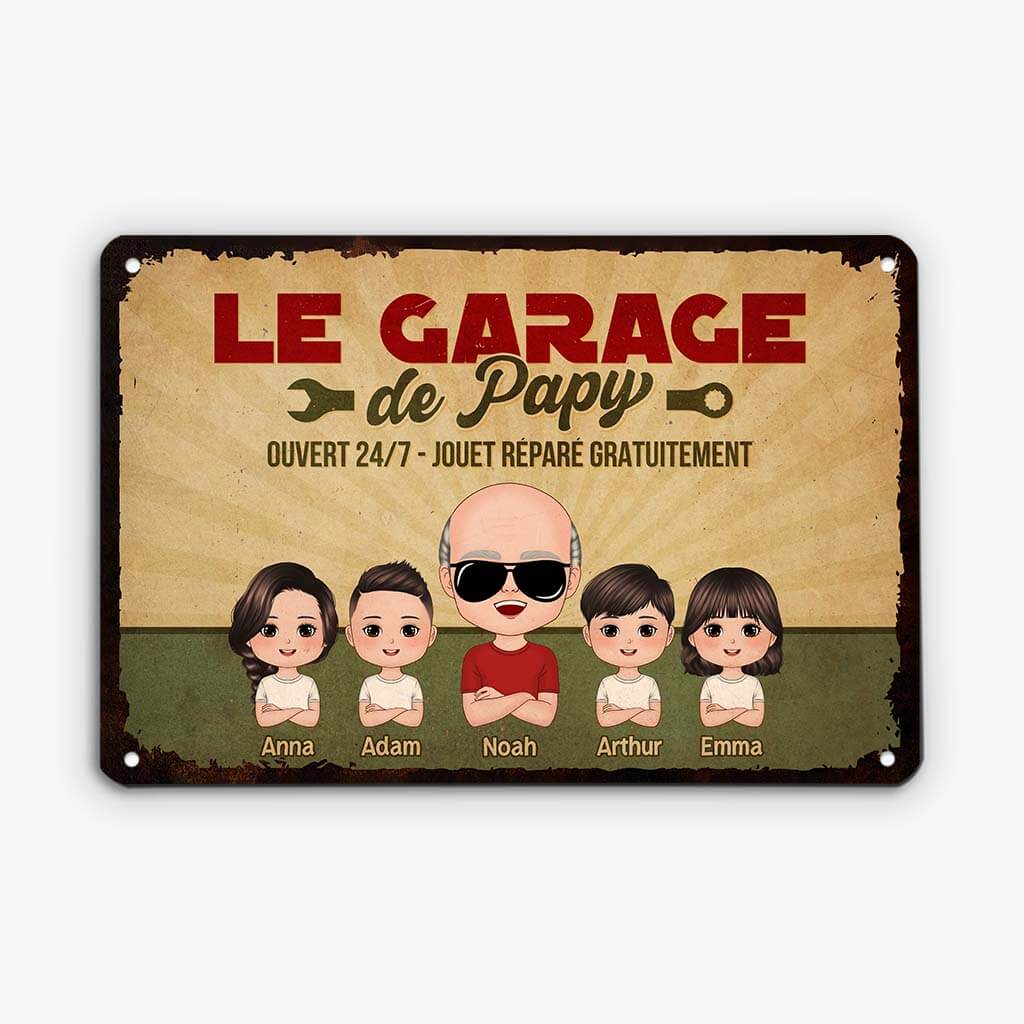 Le Garage De Papy - Jouet Réparé Gratuitement - Cadeau Personnalisé | Plaque En Métal Pour Papy