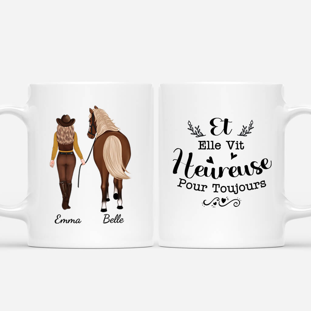 Et Elle Vit Heureuse Pour Toujours Avec Son Cheval - Cadeau Personnalisé | Mug Pour Amoureux Des Animaux