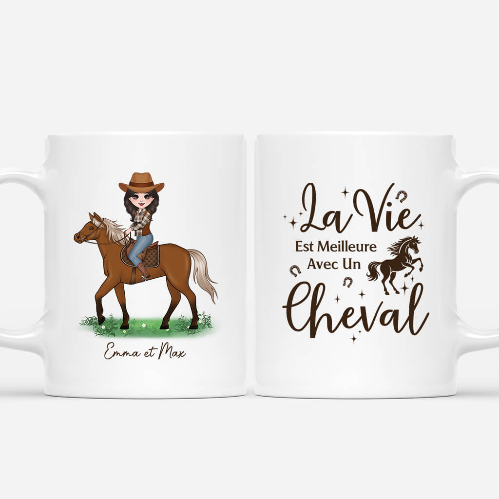 La Vie Est Meilleure Avec Un Cheval - Cadeau Personnalisé | Mug Pour Amoureux Des Animaux