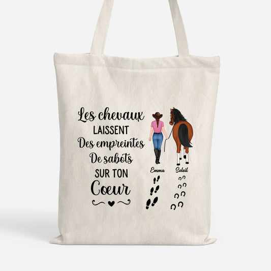 2938BFR1 cadeau chevaux laissent des empreintes tote bag a personnaliser 2938b6v5u