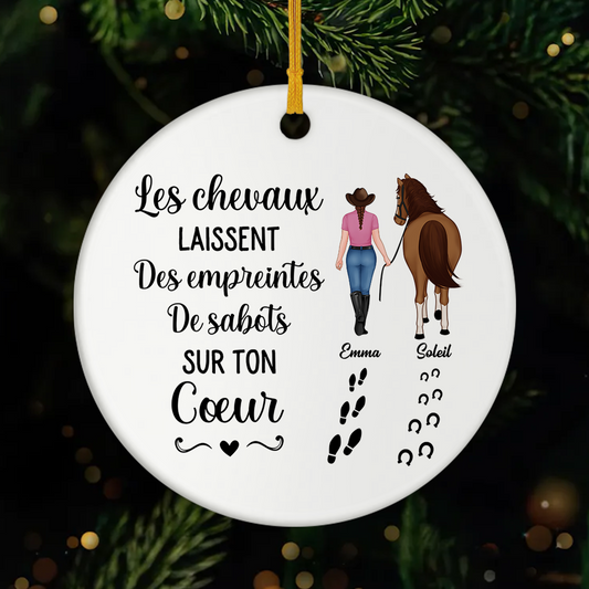 2938OFR1 ornement noel ceramique personnalise les chevaux laissent des empreintes de sabots 2938o6u7u